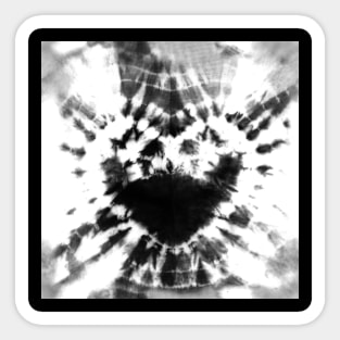 Tie-Dye Black and White Heart Sticker